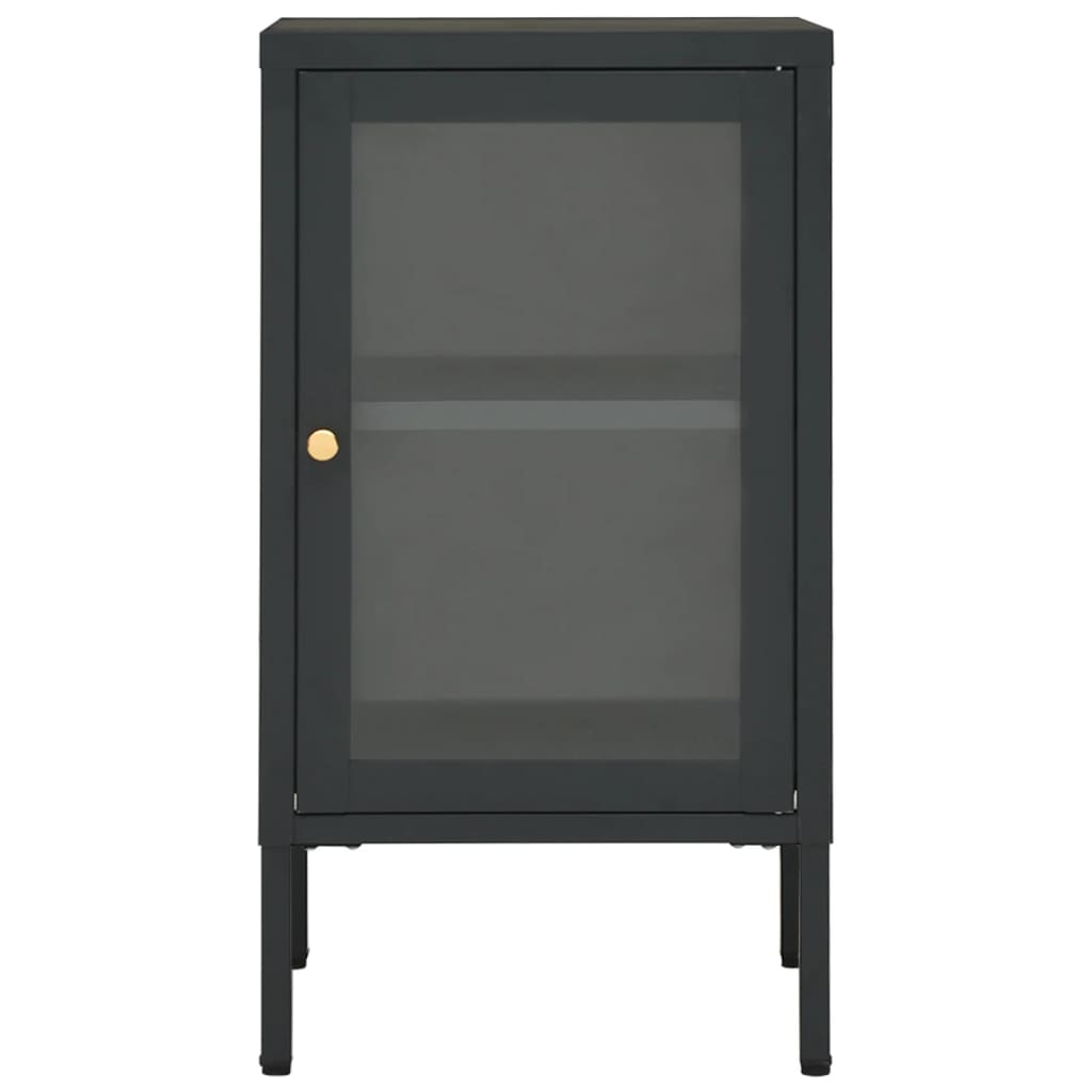 Buffet Anthracite 38x35x70 cm Acier et verre - XIOS