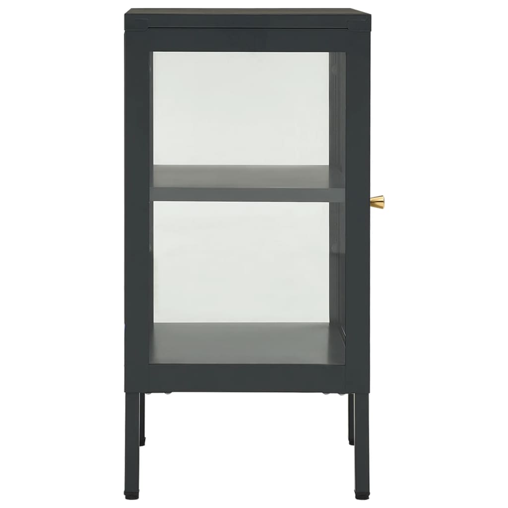 Buffet Anthracite 38x35x70 cm Acier et verre - XIOS