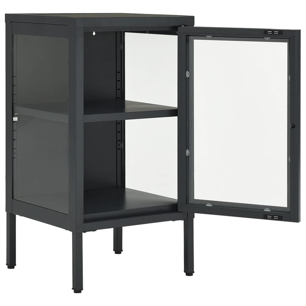 Buffet Anthracite 38x35x70 cm Acier et verre - XIOS