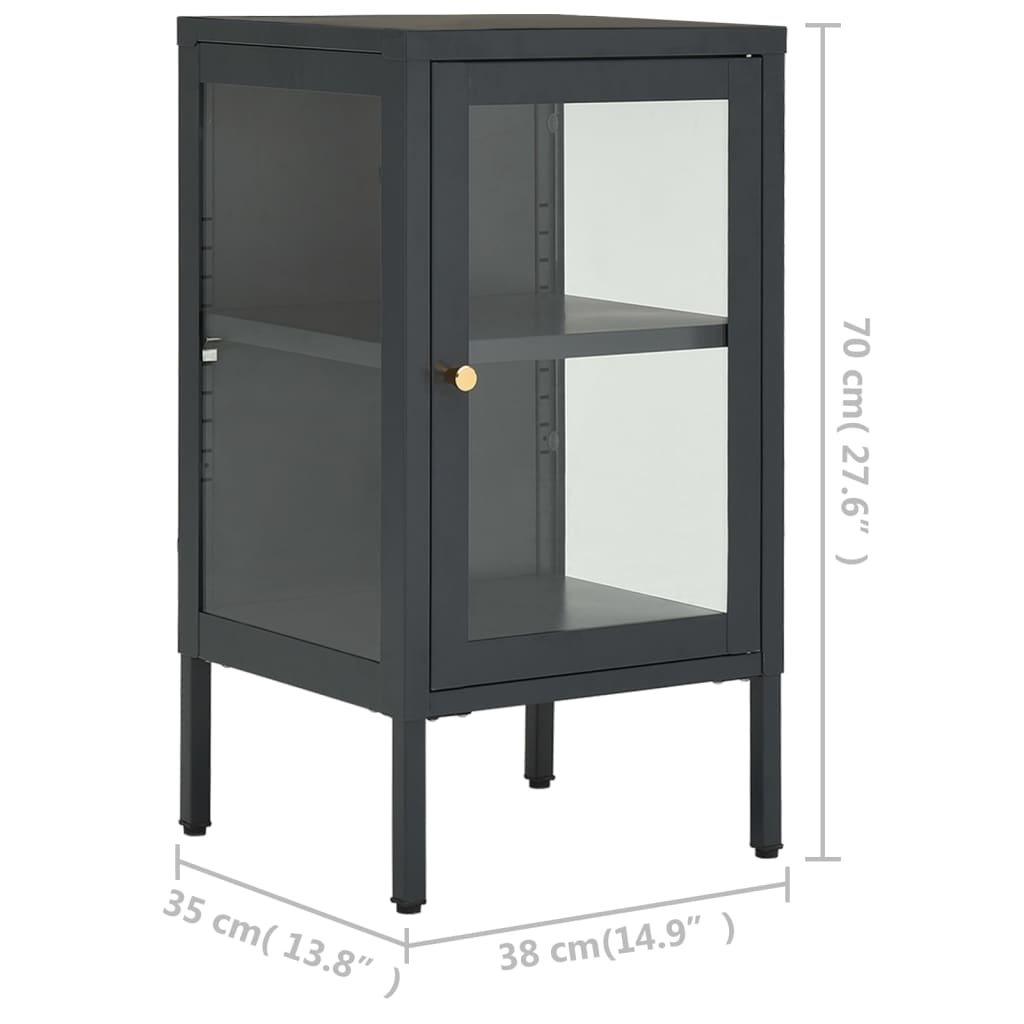Buffet Anthracite 38x35x70 cm Acier et verre - XIOS