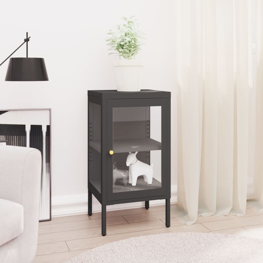 Buffet Anthracite 38x35x70 cm Acier et verre - XIOS