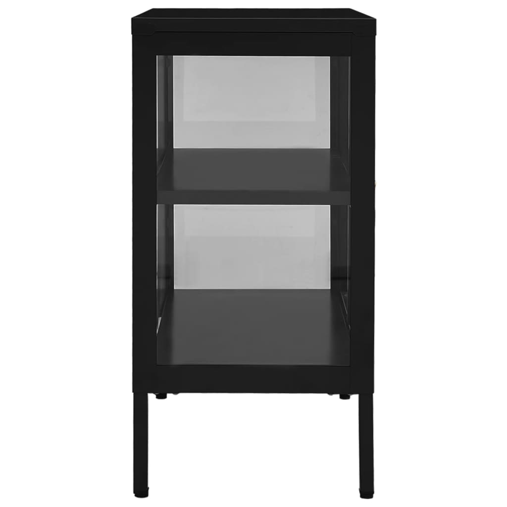 Buffet Noir 70x35x70 cm Acier et verre - XIOS