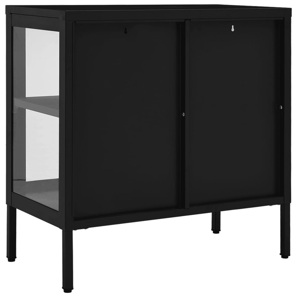 Buffet Noir 70x35x70 cm Acier et verre - XIOS