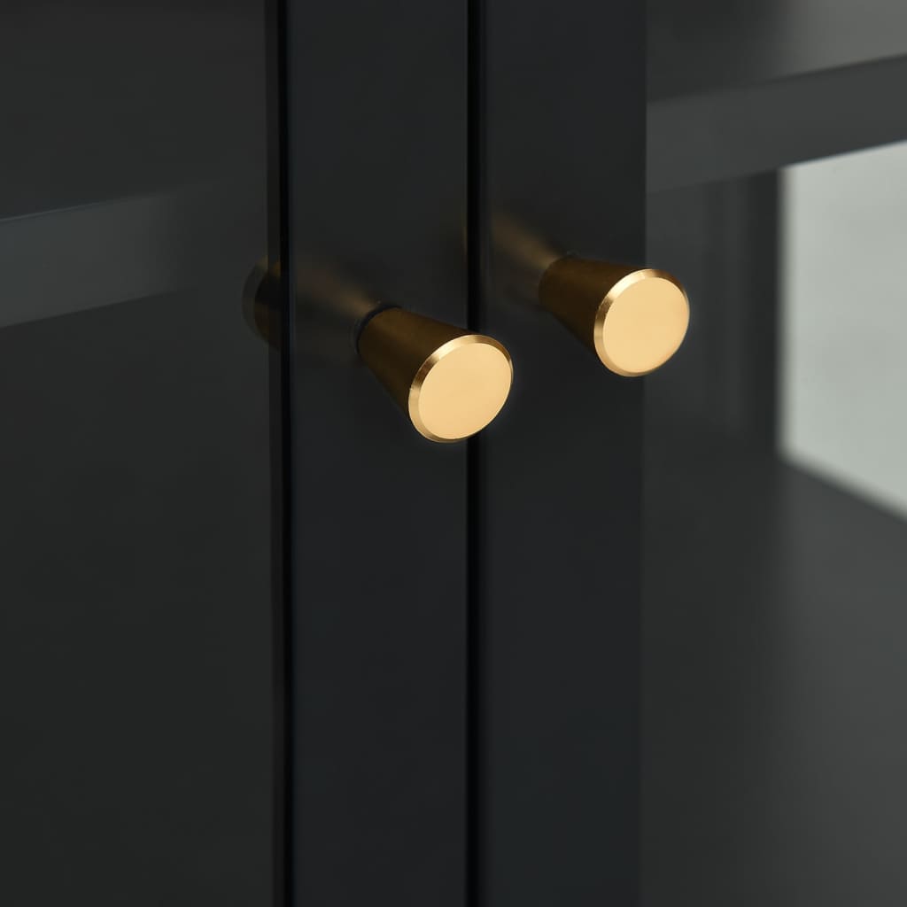 Buffet Noir 70x35x70 cm Acier et verre - XIOS