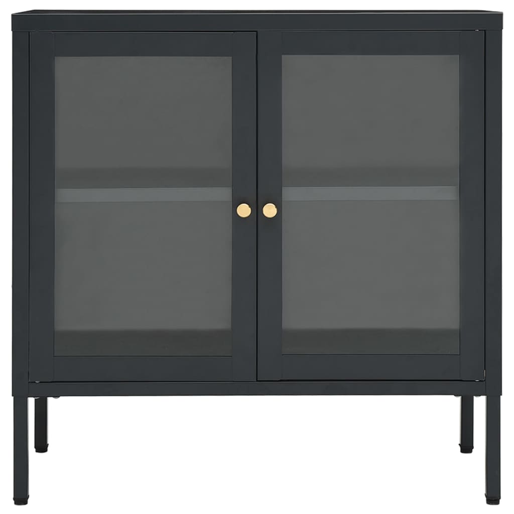 Buffet Anthracite 70x35x70 cm Acier et verre - XIOS