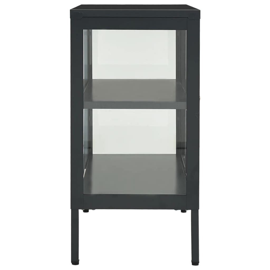 Buffet Anthracite 70x35x70 cm Acier et verre - XIOS