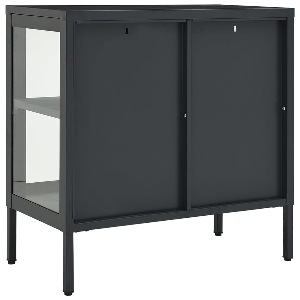 Buffet Anthracite 70x35x70 cm Acier et verre - XIOS