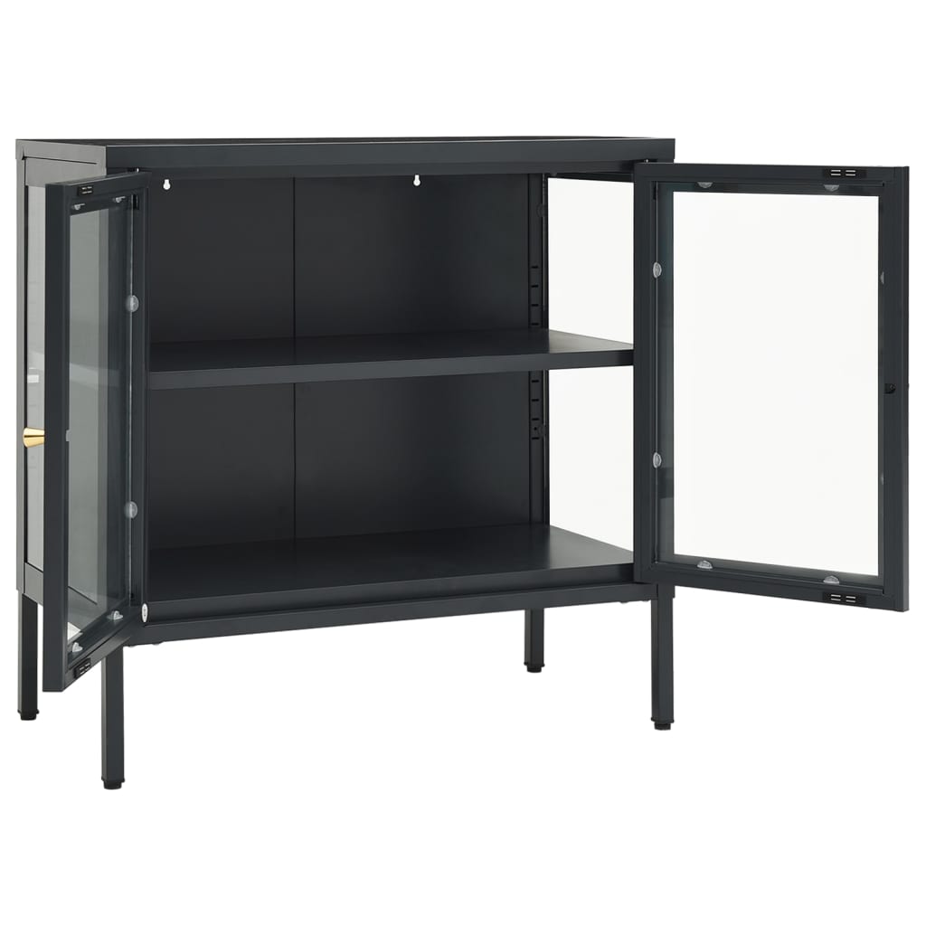 Buffet Anthracite 70x35x70 cm Acier et verre - XIOS