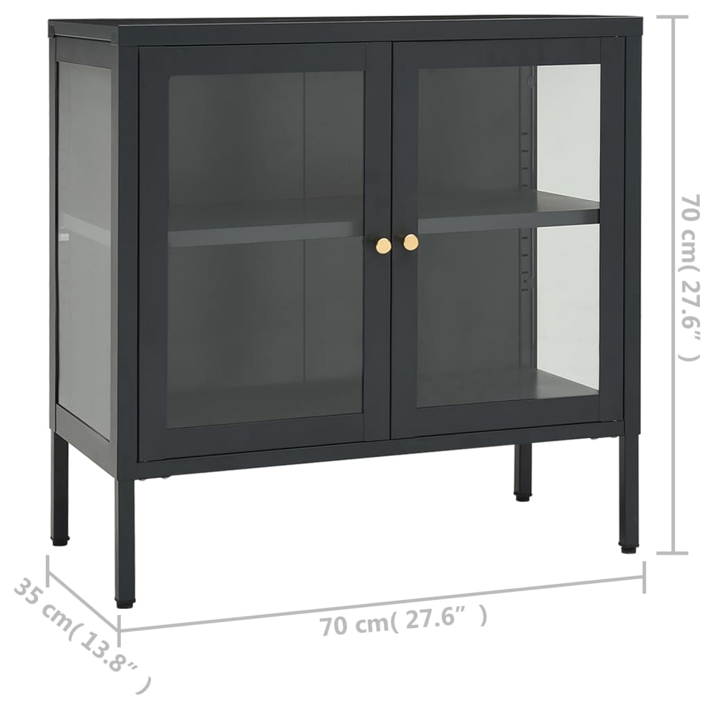 Buffet Anthracite 70x35x70 cm Acier et verre - XIOS
