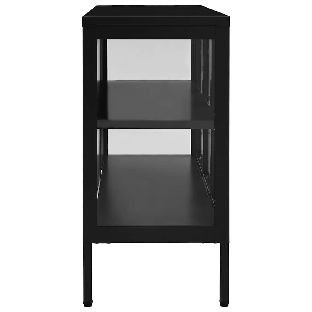 Buffet Noir 105x35x70 cm Acier et verre - XIOS