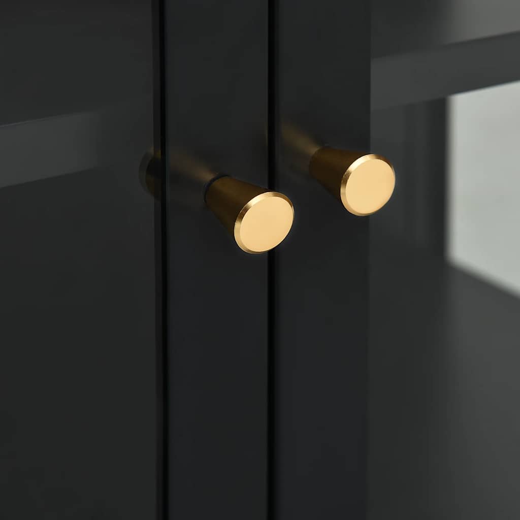 Buffet Noir 105x35x70 cm Acier et verre