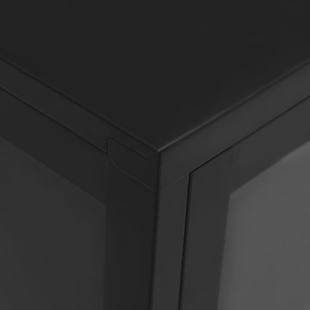 Buffet Noir 105x35x70 cm Acier et verre - XIOS