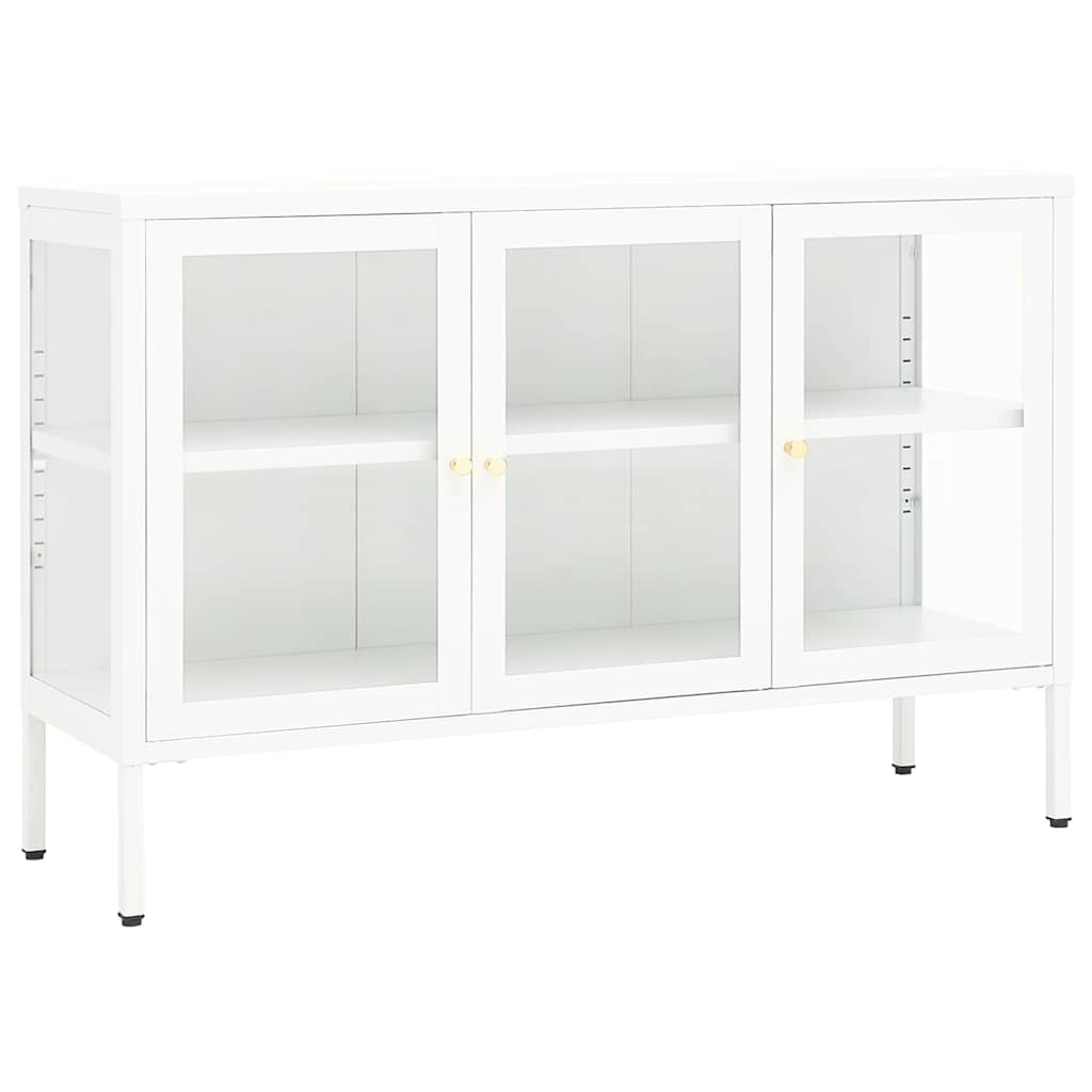 Buffet Blanc 105x35x70 cm Acier et verre - XIOS