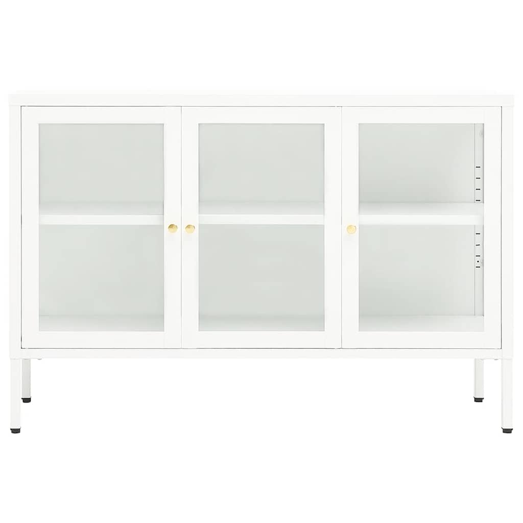 Buffet Blanc 105x35x70 cm Acier et verre - XIOS