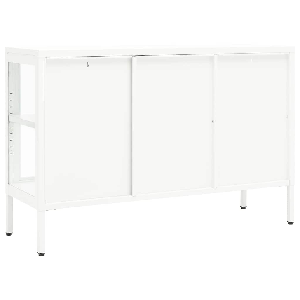 Buffet Blanc 105x35x70 cm Acier et verre - XIOS