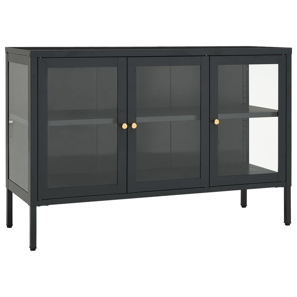 Buffet Anthracite 105x35x70 cm Acier et verre - XIOS