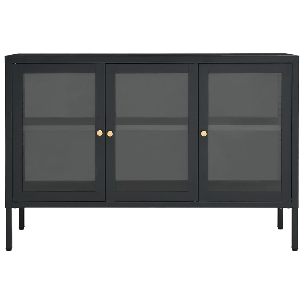 Buffet Anthracite 105x35x70 cm Acier et verre - XIOS