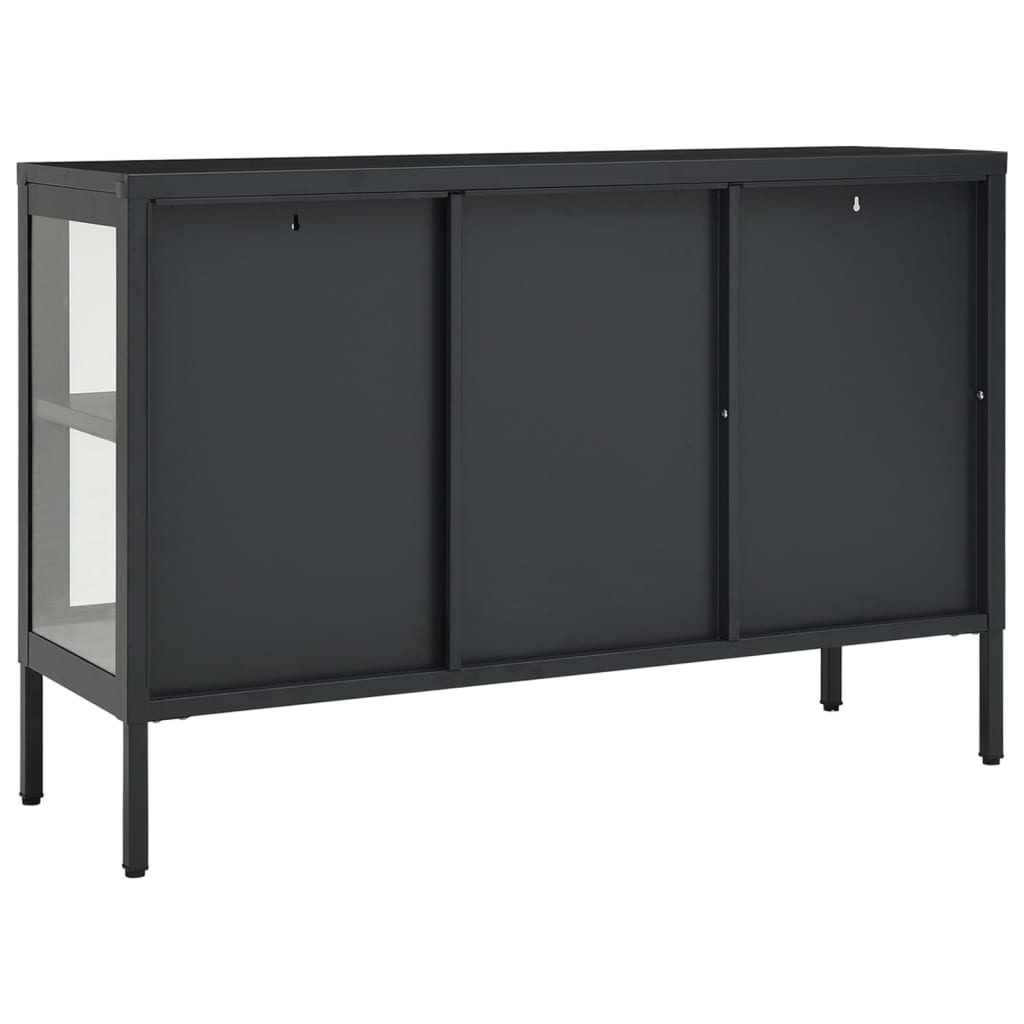 Buffet Anthracite 105x35x70 cm Acier et verre - XIOS