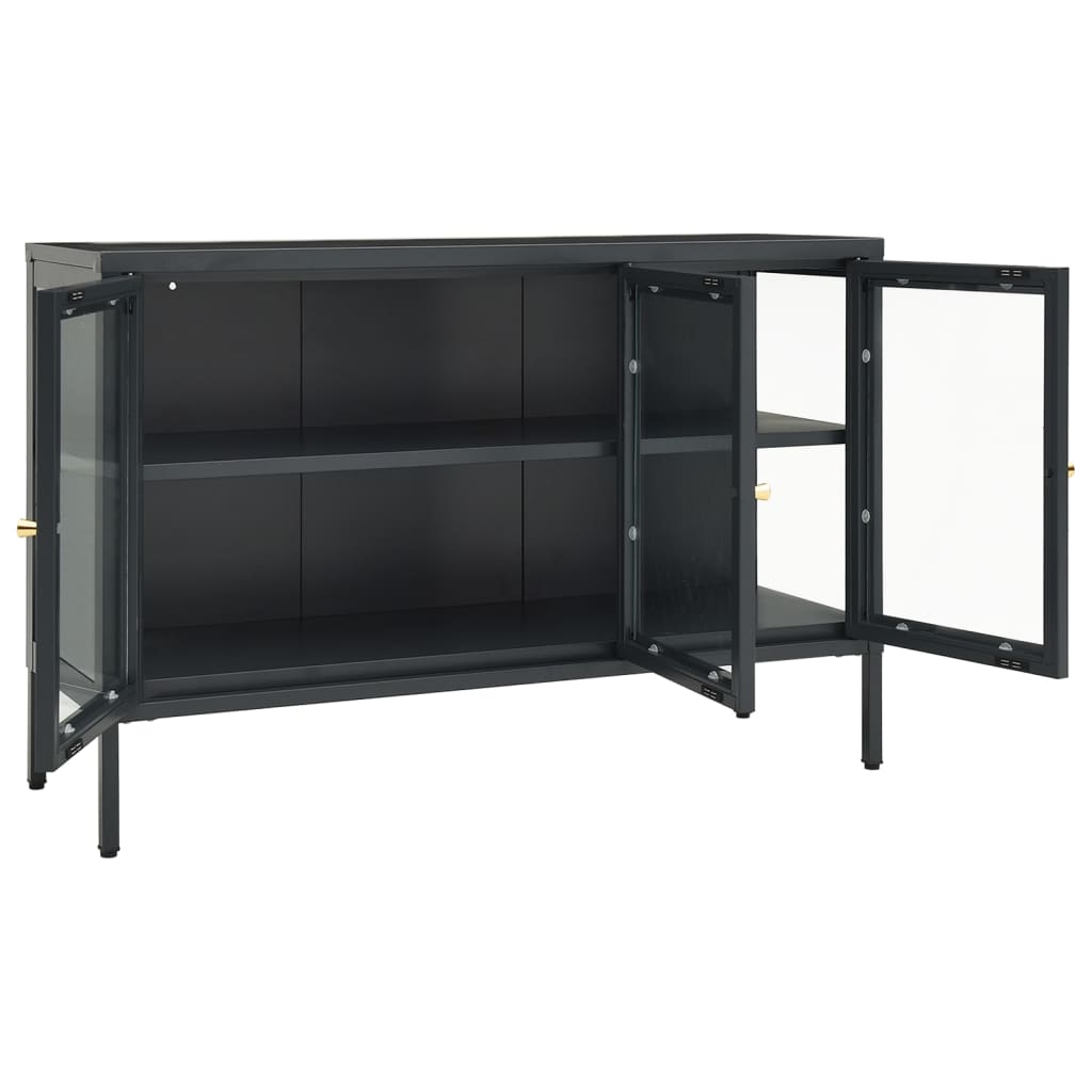 Buffet Anthracite 105x35x70 cm Acier et verre - XIOS