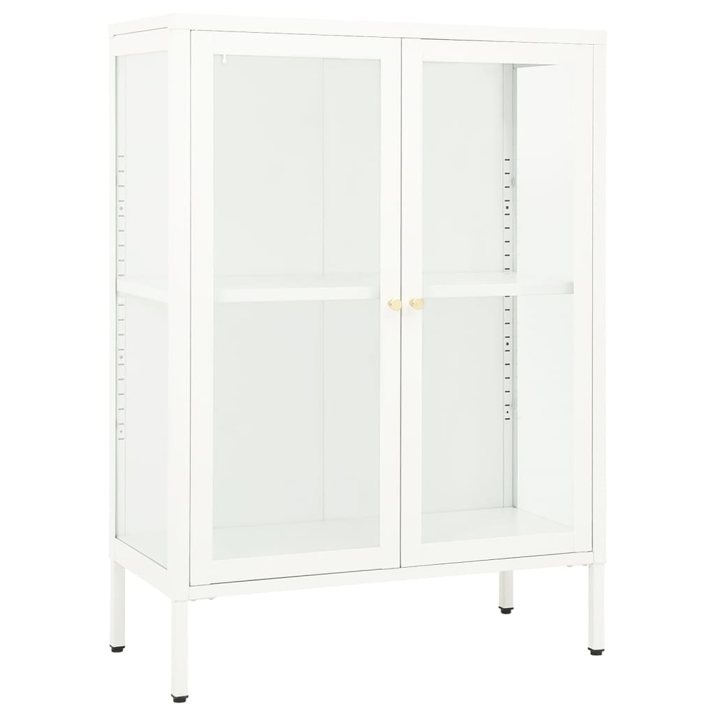 Buffet Blanc 75x35x105 cm Acier et verre - XIOS