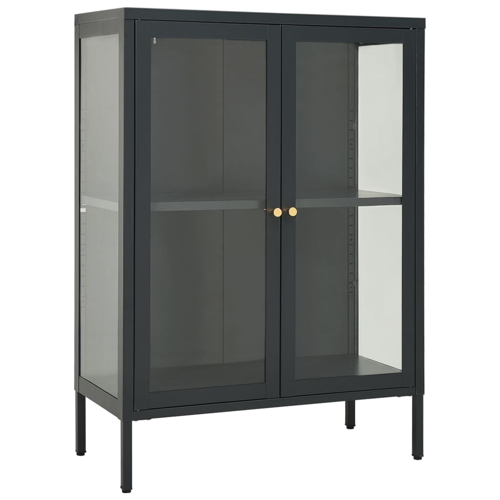 Buffet Anthracite 75x35x105 cm Acier et verre - XIOS