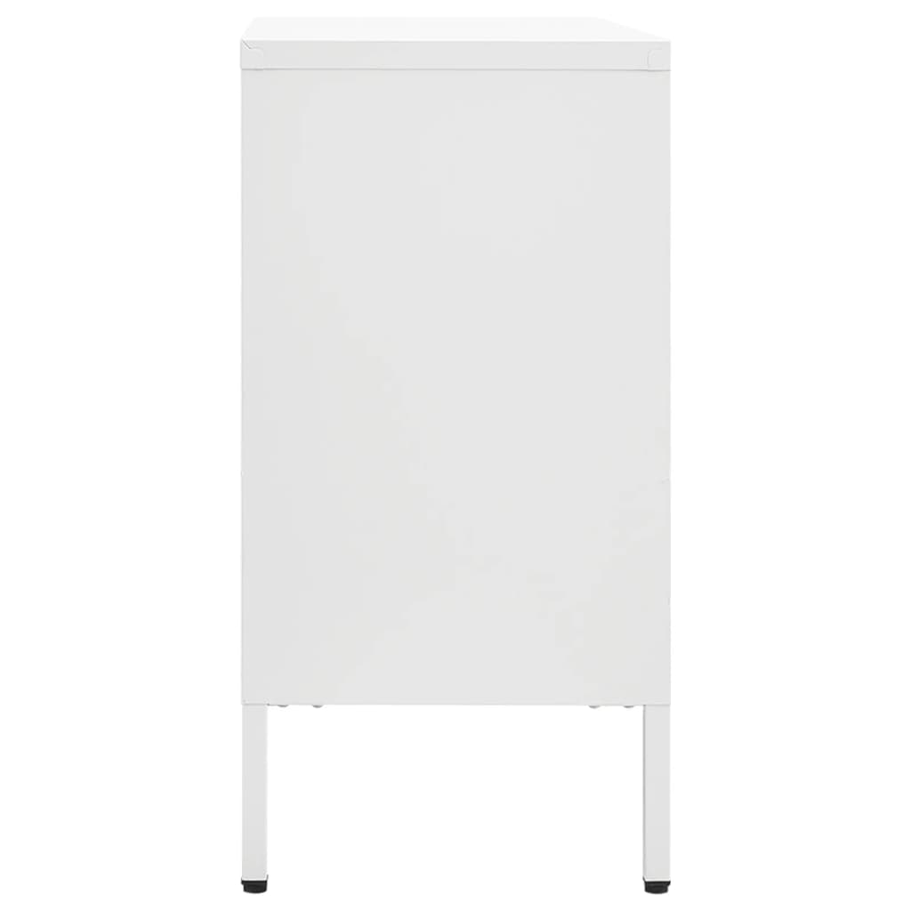 Buffet Blanc 105x35x70 cm Acier et verre trempé - XIOS
