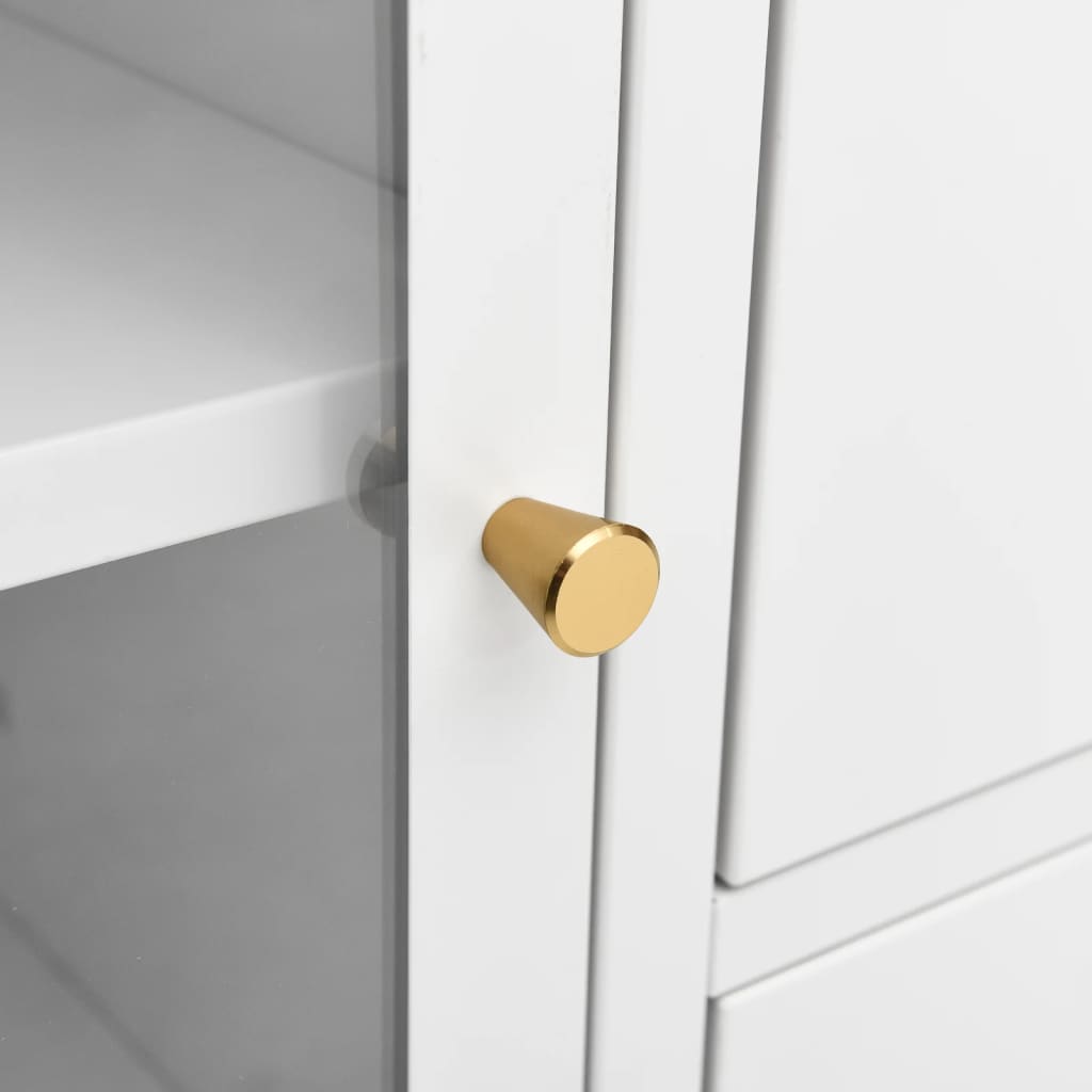 Buffet Blanc 105x35x70 cm Acier et verre trempé - XIOS