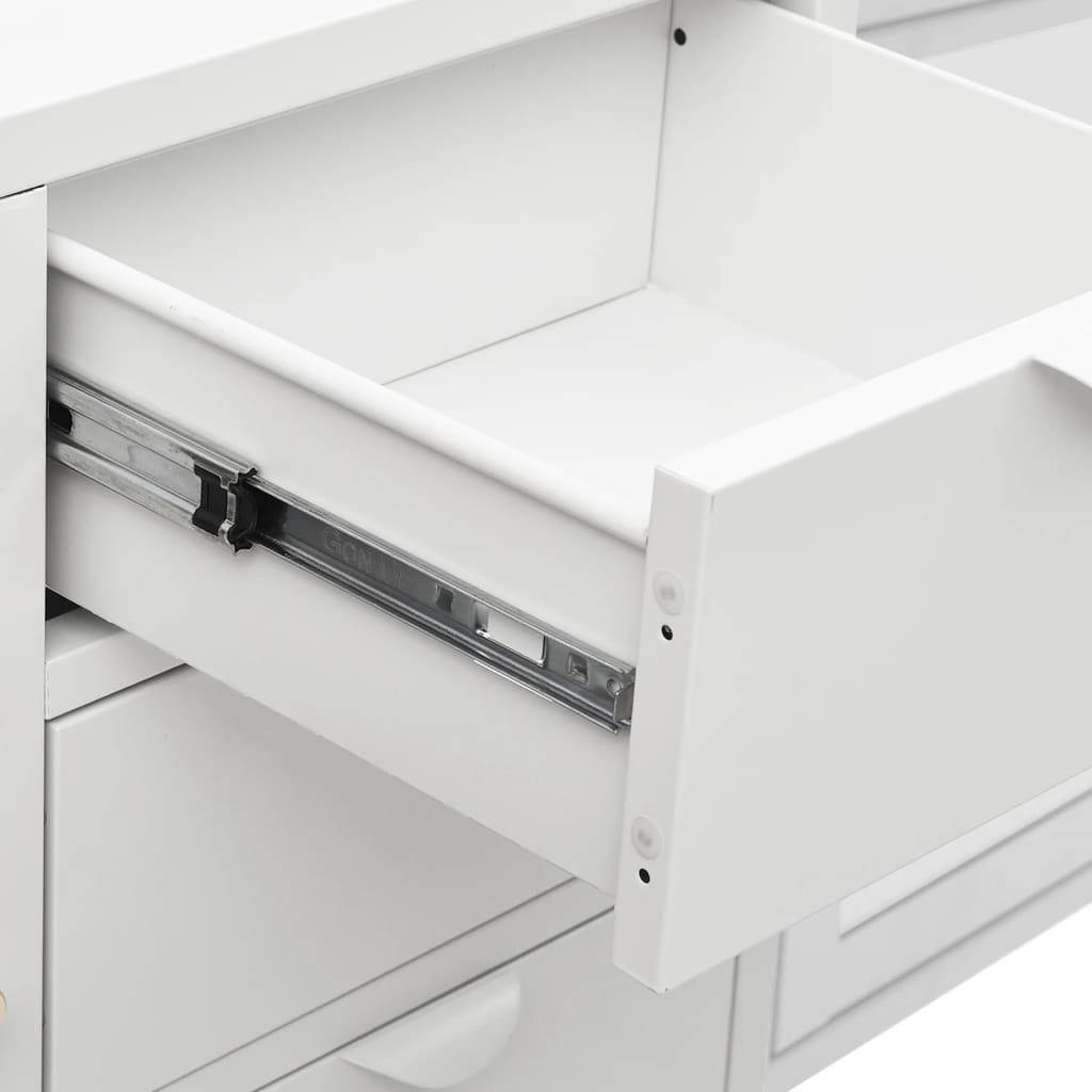 Buffet Blanc 105x35x70 cm Acier et verre trempé - XIOS