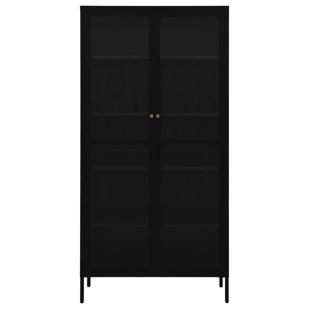 Vitrine d'exposition Noir 90x40x180 cm Acier et verre trempé - XIOS