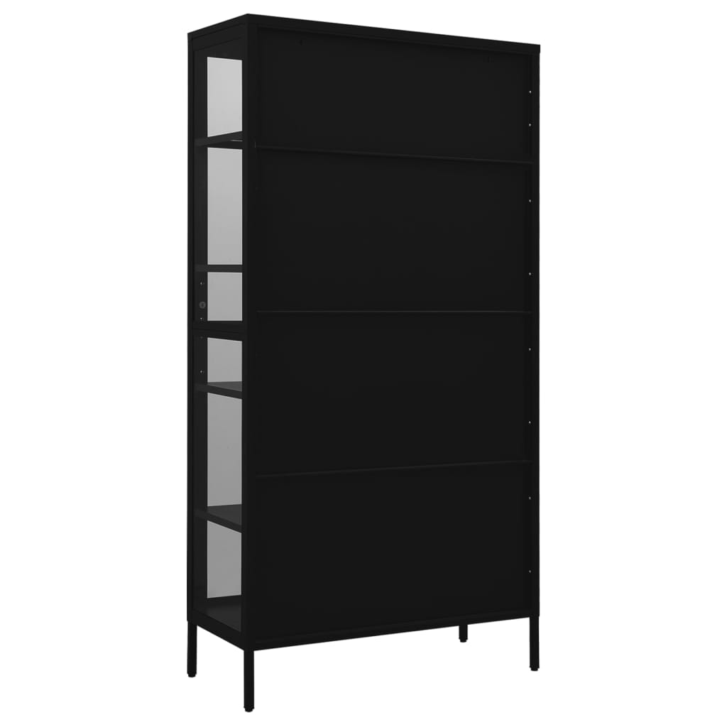 Vitrine d'exposition Noir 90x40x180 cm Acier et verre trempé - XIOS