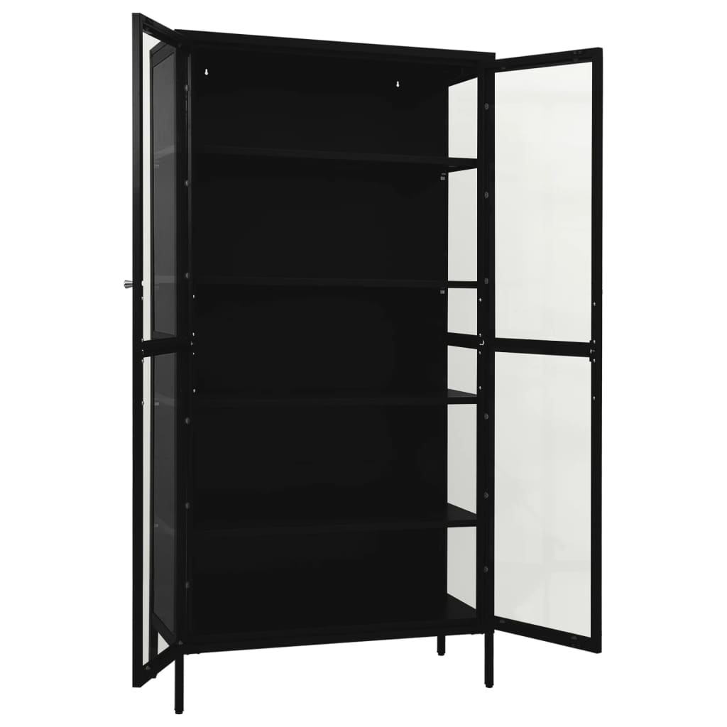 Vitrine d'exposition Noir 90x40x180 cm Acier et verre trempé - XIOS