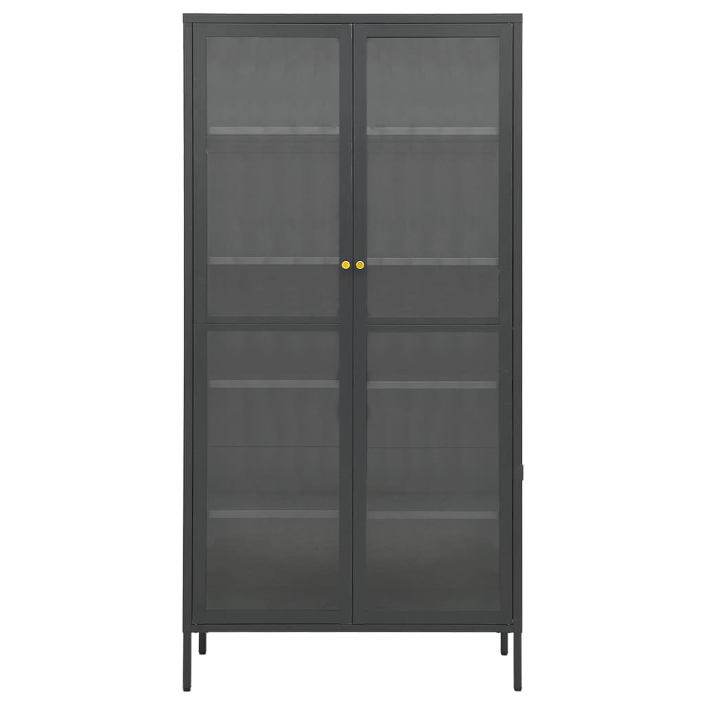 Vitrine d'exposition Anthracite 90x40x180 cm Acier/verre trempé - XIOS