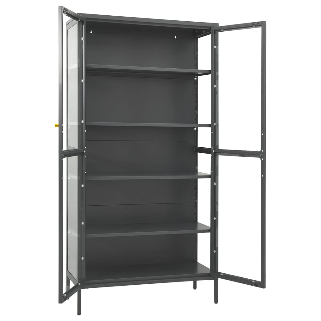 Vitrine d'exposition Anthracite 90x40x180 cm Acier/verre trempé - XIOS