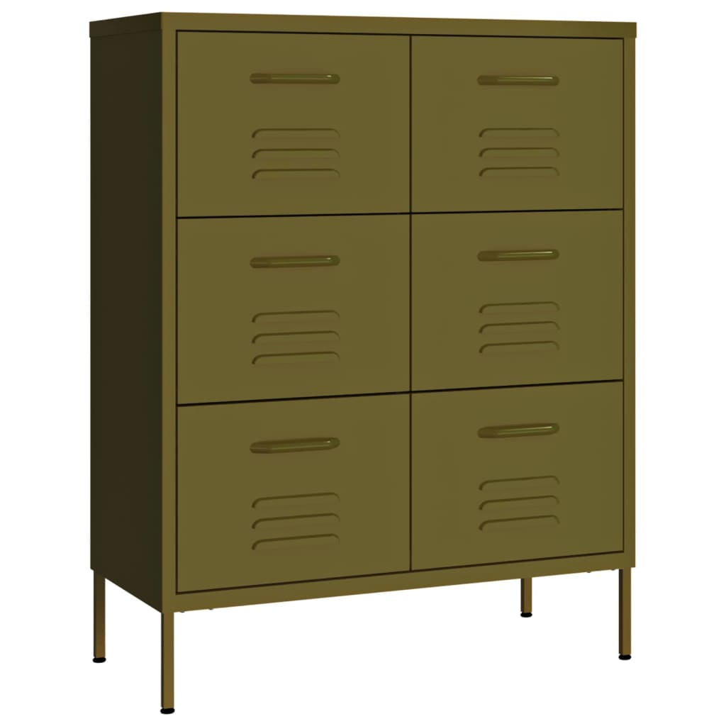 Armoire à tiroirs Vert olive 80x35x101,5 cm Acier - XIOS