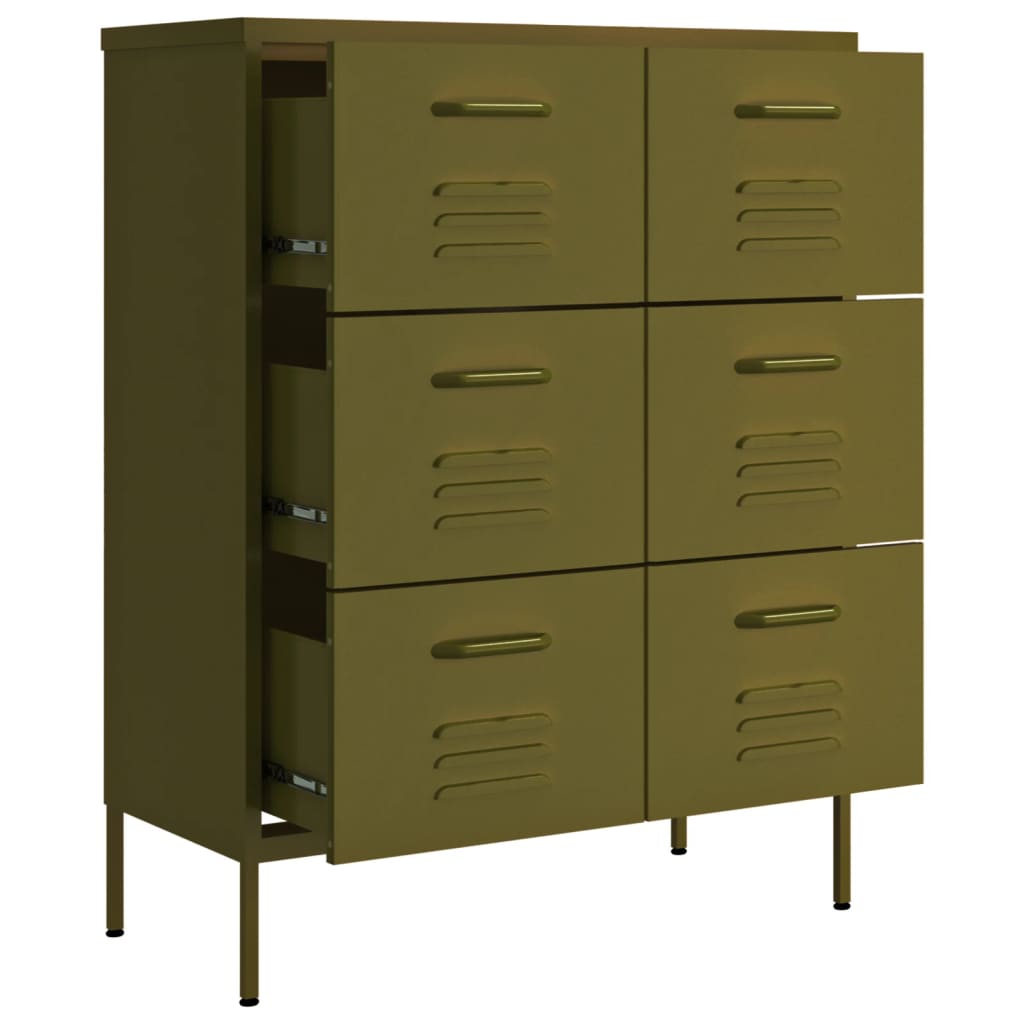 Armoire à tiroirs Vert olive 80x35x101,5 cm Acier - XIOS