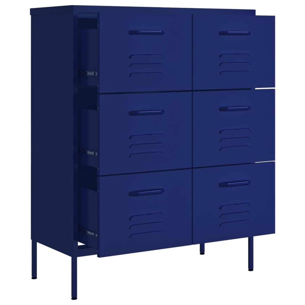 Armoire à tiroirs Bleu marine 80x35x101,5 cm Acier - XIOS