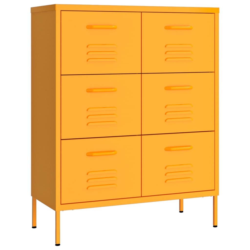Armoire à tiroirs Jaune moutarde 80x35x101,5 cm Acier - XIOS