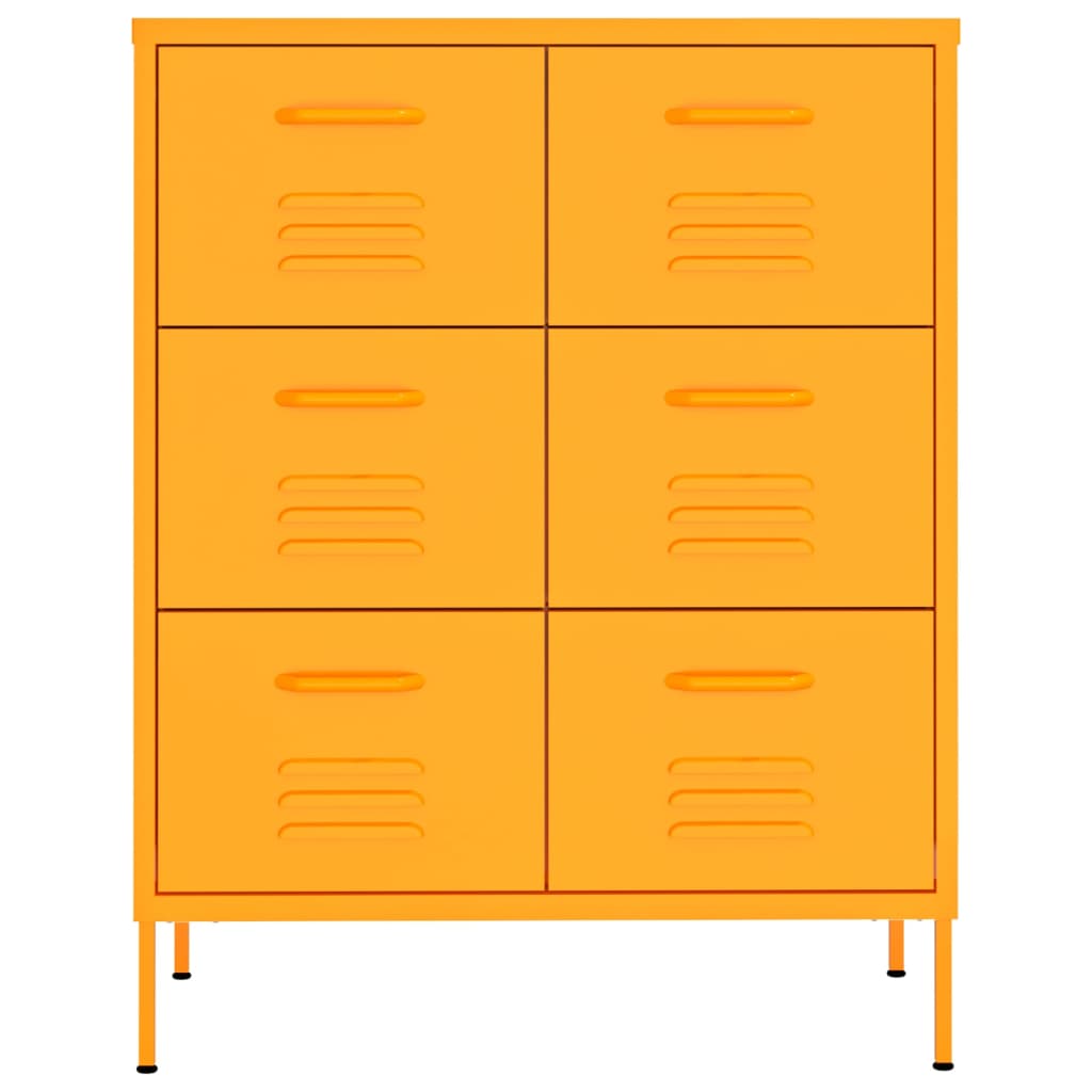 Armoire à tiroirs Jaune moutarde 80x35x101,5 cm Acier - XIOS