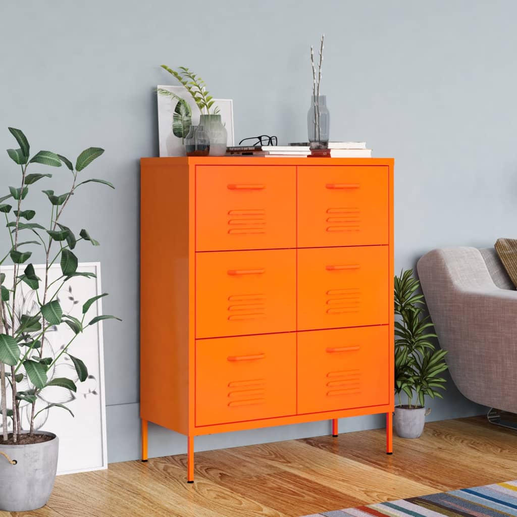 Armoire à tiroirs Orange 80x35x101,5 cm Acier - XIOS