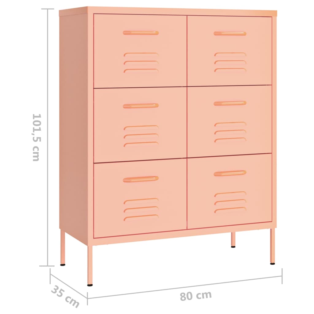 Armoire à tiroirs Rose 80x35x101,5 cm Acier - XIOS