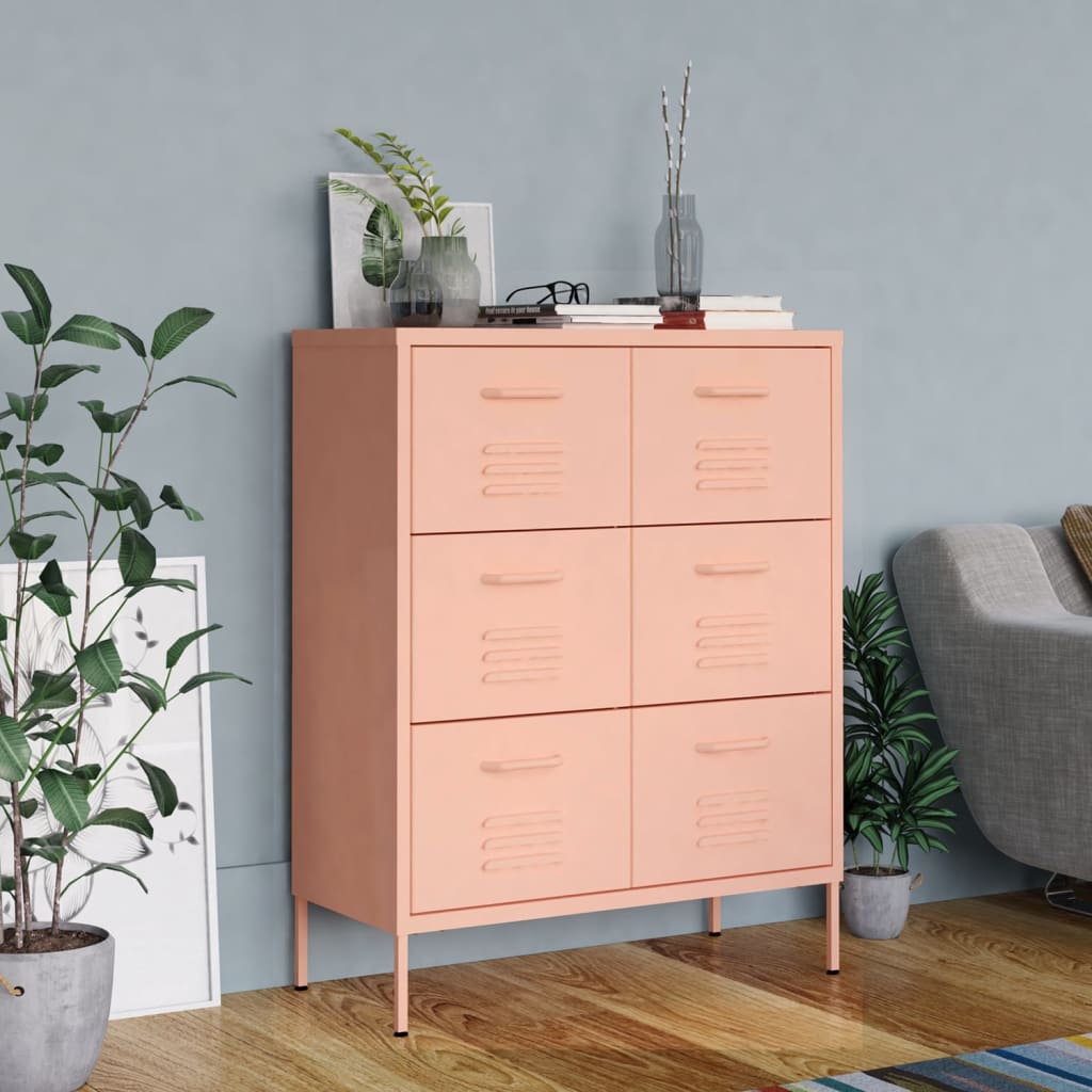 Armoire à tiroirs Rose 80x35x101,5 cm Acier - XIOS