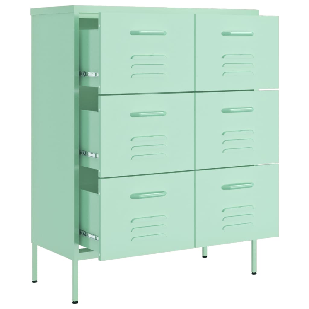 Armoire à tiroirs Vert menthe 80x35x101,5 cm Acier - XIOS
