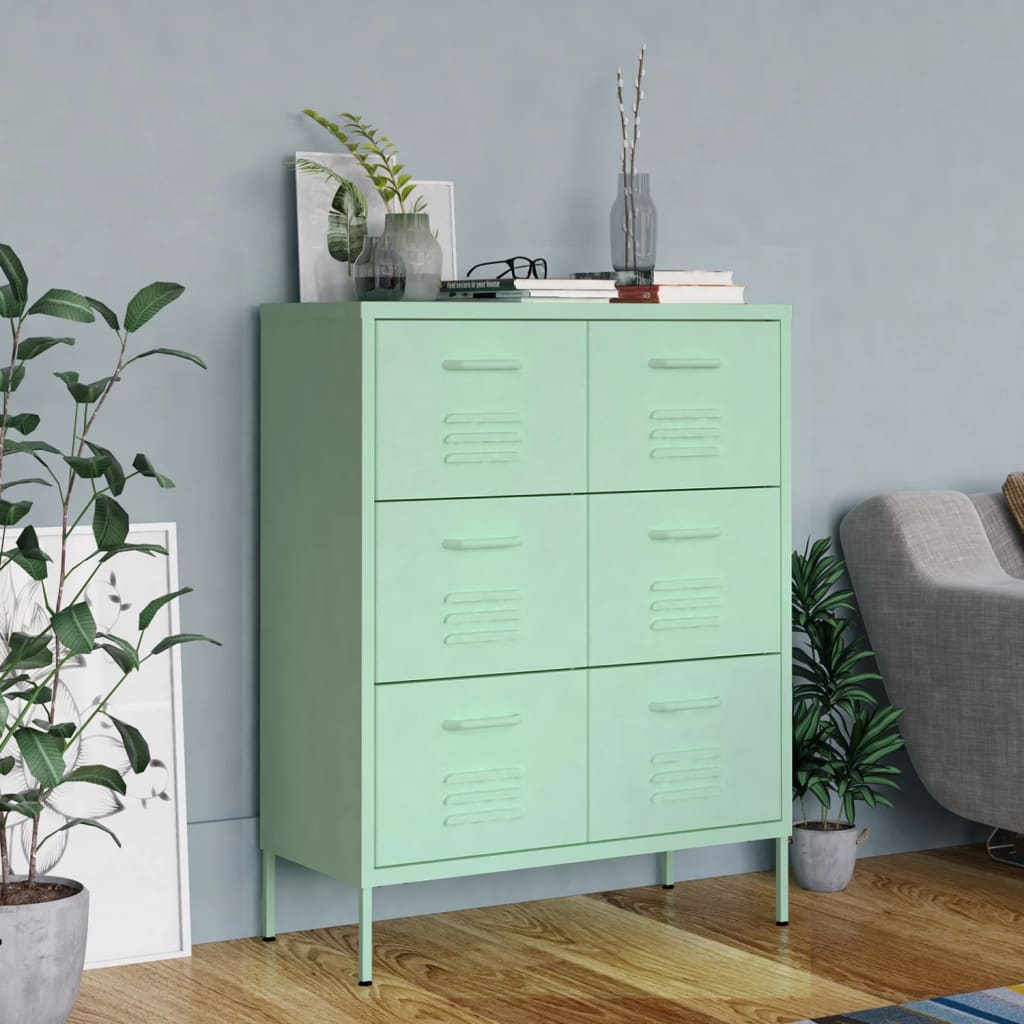 Armoire à tiroirs Vert menthe 80x35x101,5 cm Acier - XIOS