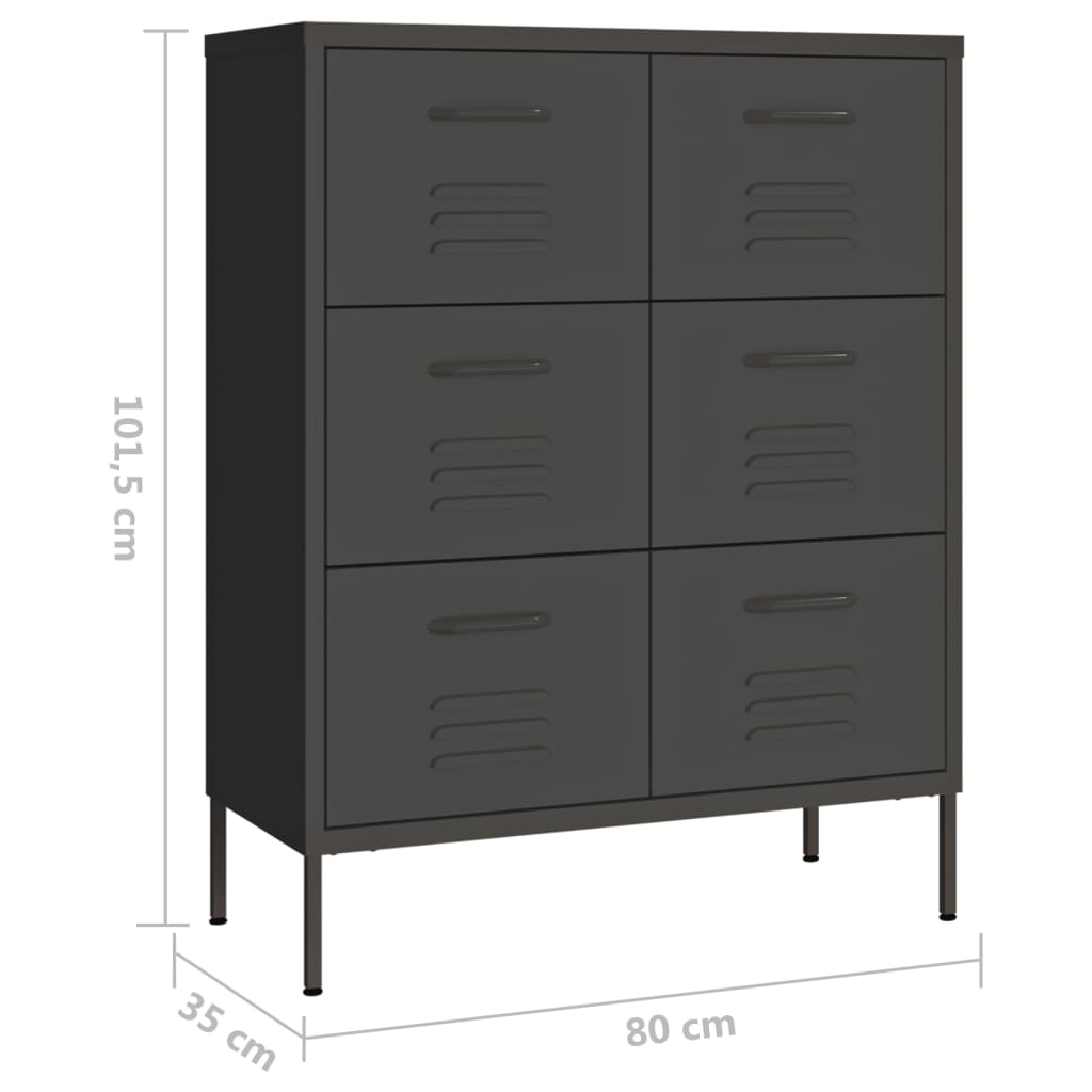 Armoire à tiroirs Anthracite 80x35x101,5 cm Acier - XIOS