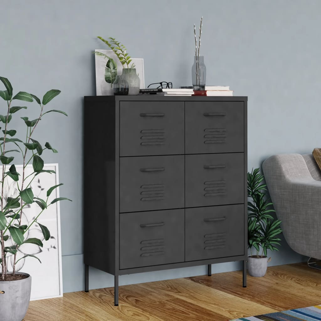Armoire à tiroirs Anthracite 80x35x101,5 cm Acier - XIOS