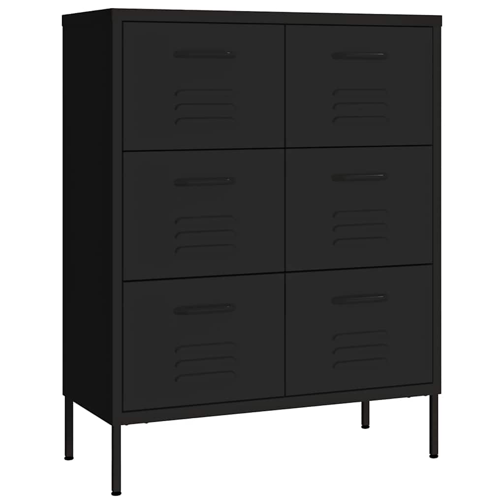 Armoire à tiroirs Noir 80x35x101,5 cm Acier
