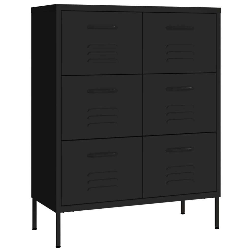 Armoire à tiroirs Noir 80x35x101,5 cm Acier - XIOS