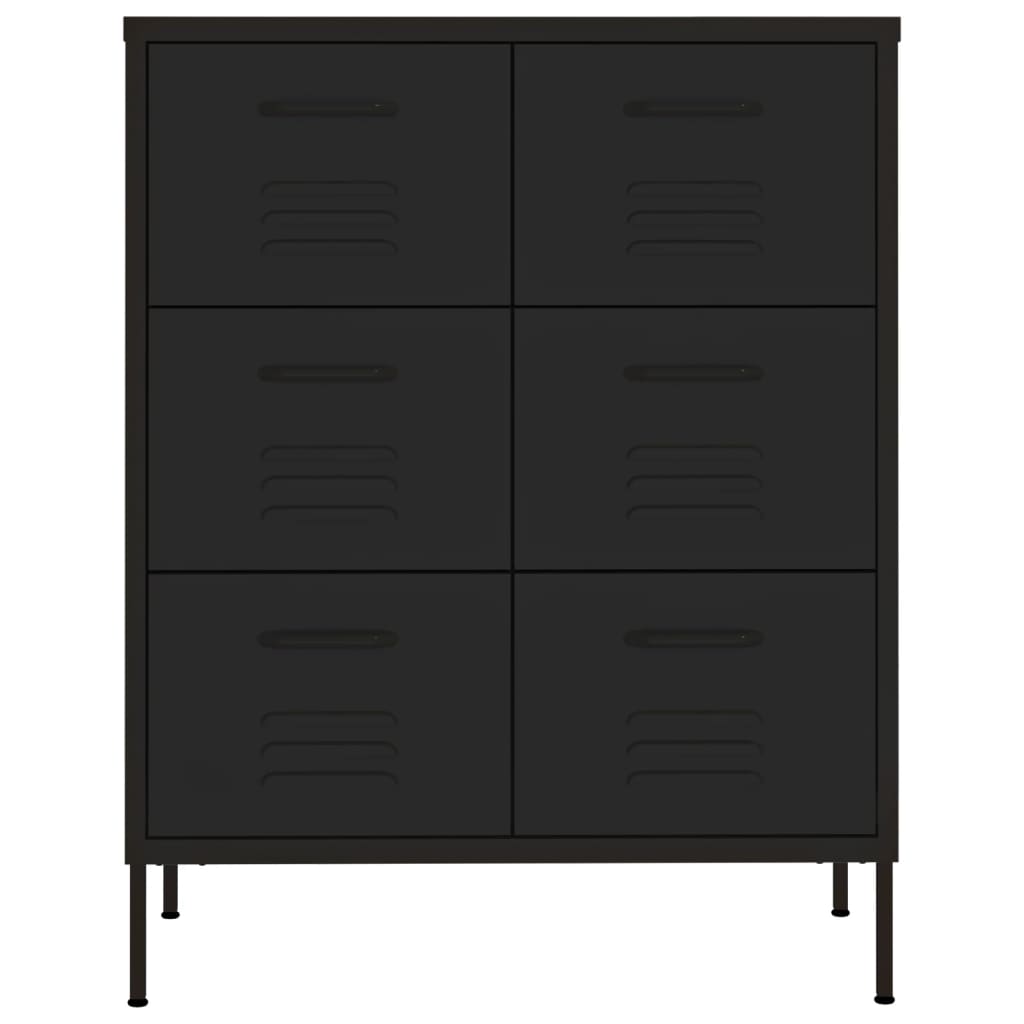 Armoire à tiroirs Noir 80x35x101,5 cm Acier - XIOS