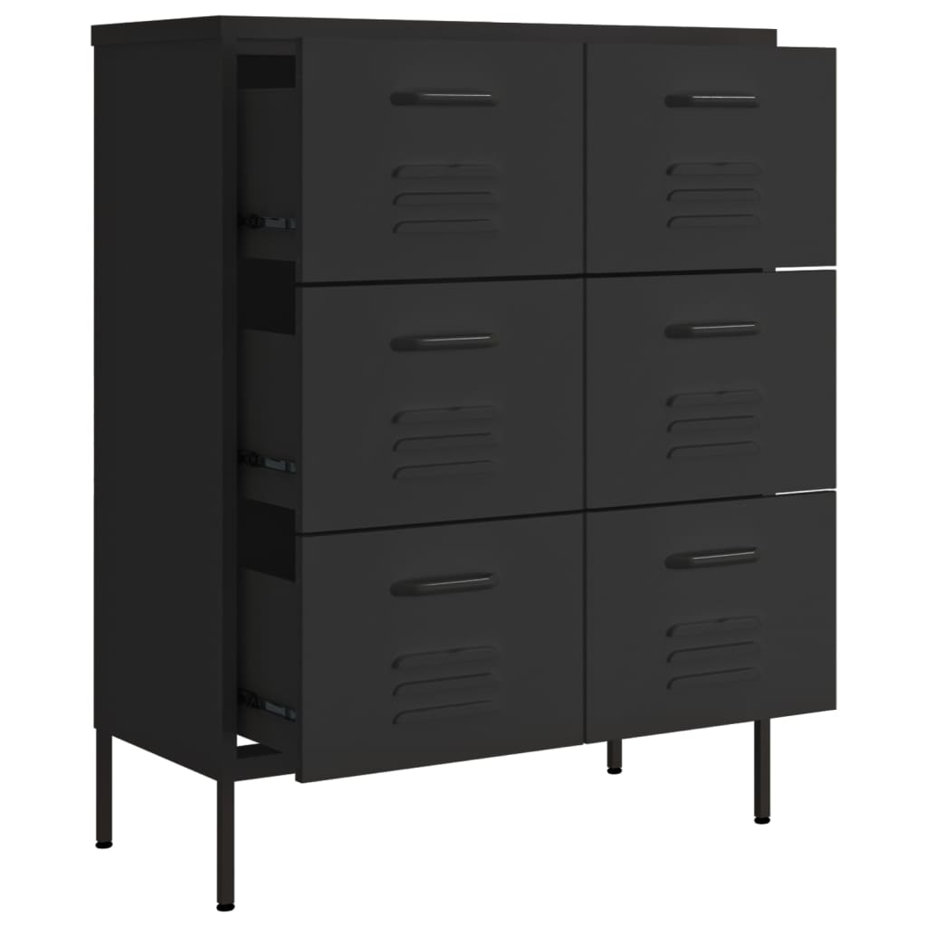 Armoire à tiroirs Noir 80x35x101,5 cm Acier - XIOS