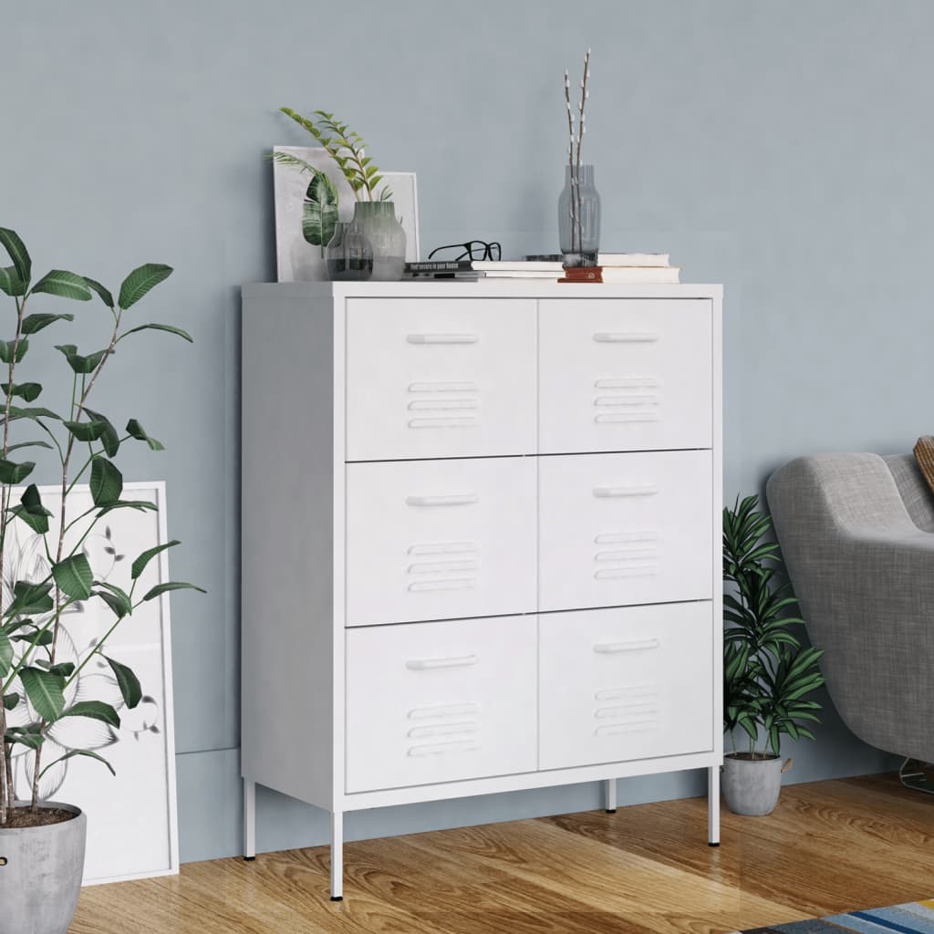 Armoire à tiroirs Blanc 80x35x101,5 cm Acier - XIOS